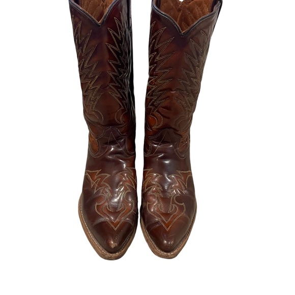 TEXAS| Vintage Leather Men’s Cowboy boots EUC SZ 10.5 Brown Leather, Made In USA - Picture 3 of 16